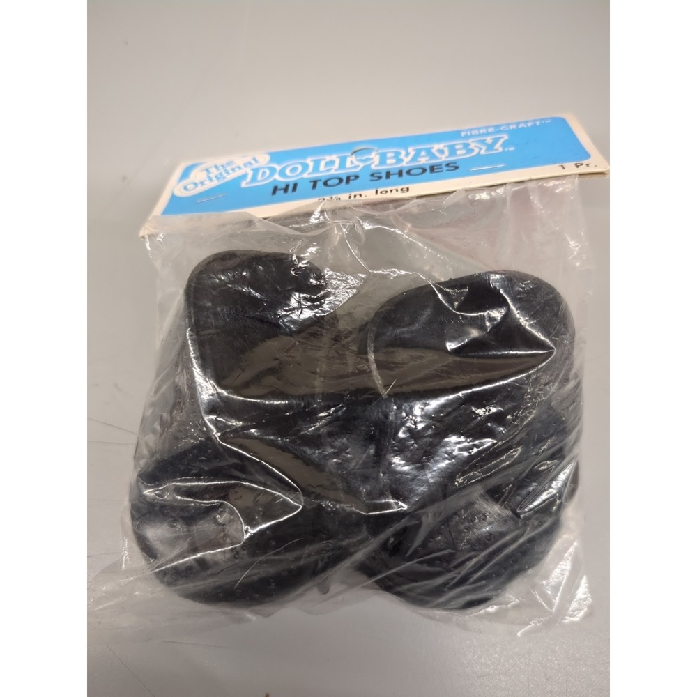 Fibre-Craft 7375 The Original Doll Baby Hi-Top Black Shoes 3 3/8" L